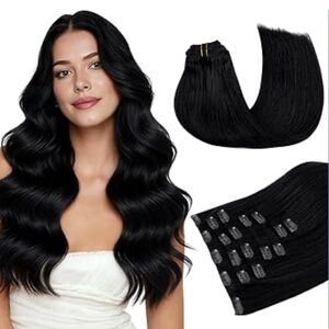 20” 7 pcs Black Clip-In Women’s Hair Extensions 100% human Hair